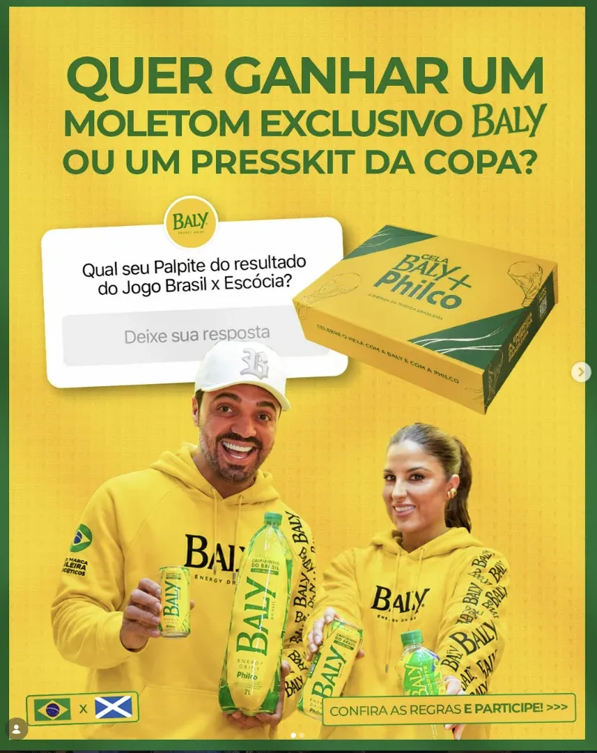 Campanha da Baly no Instagram para Brasil x Escócia