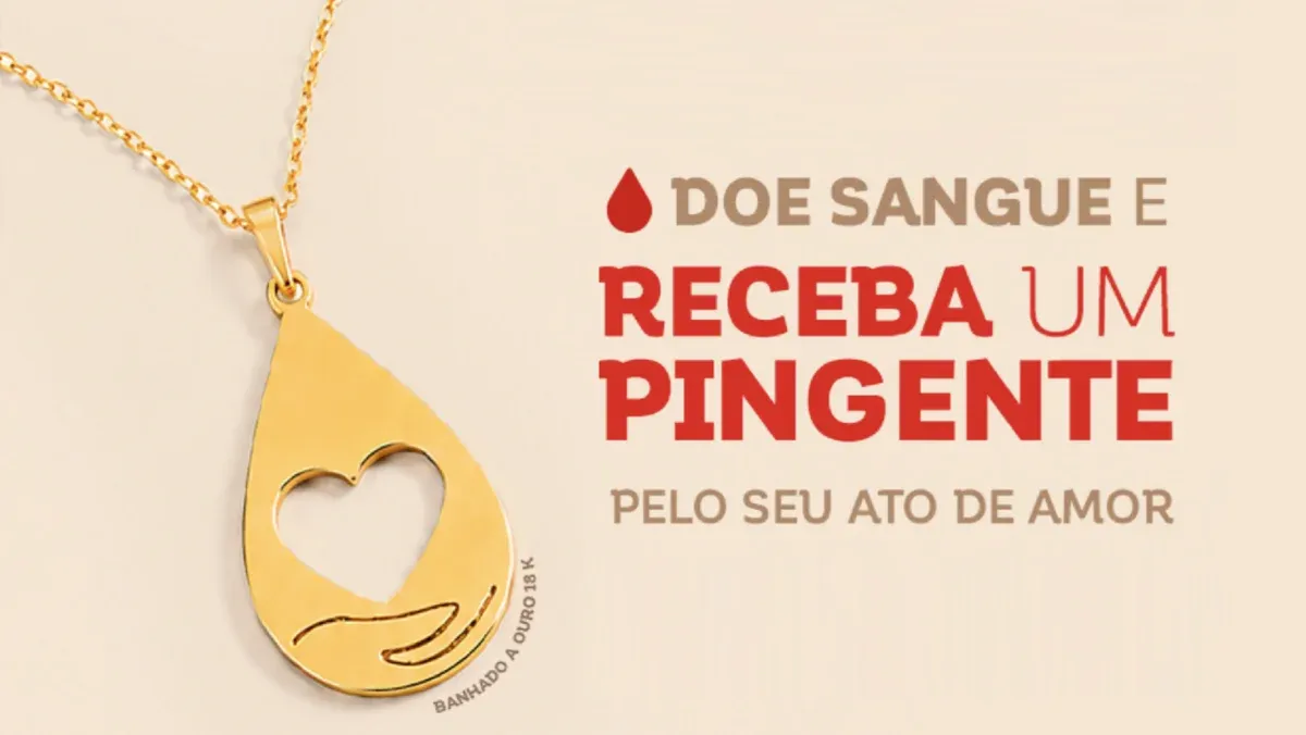 Brinde grátis: Brinde Grátis Belle: Pingente Banhado a Ouro para Doadoras de Sangue
