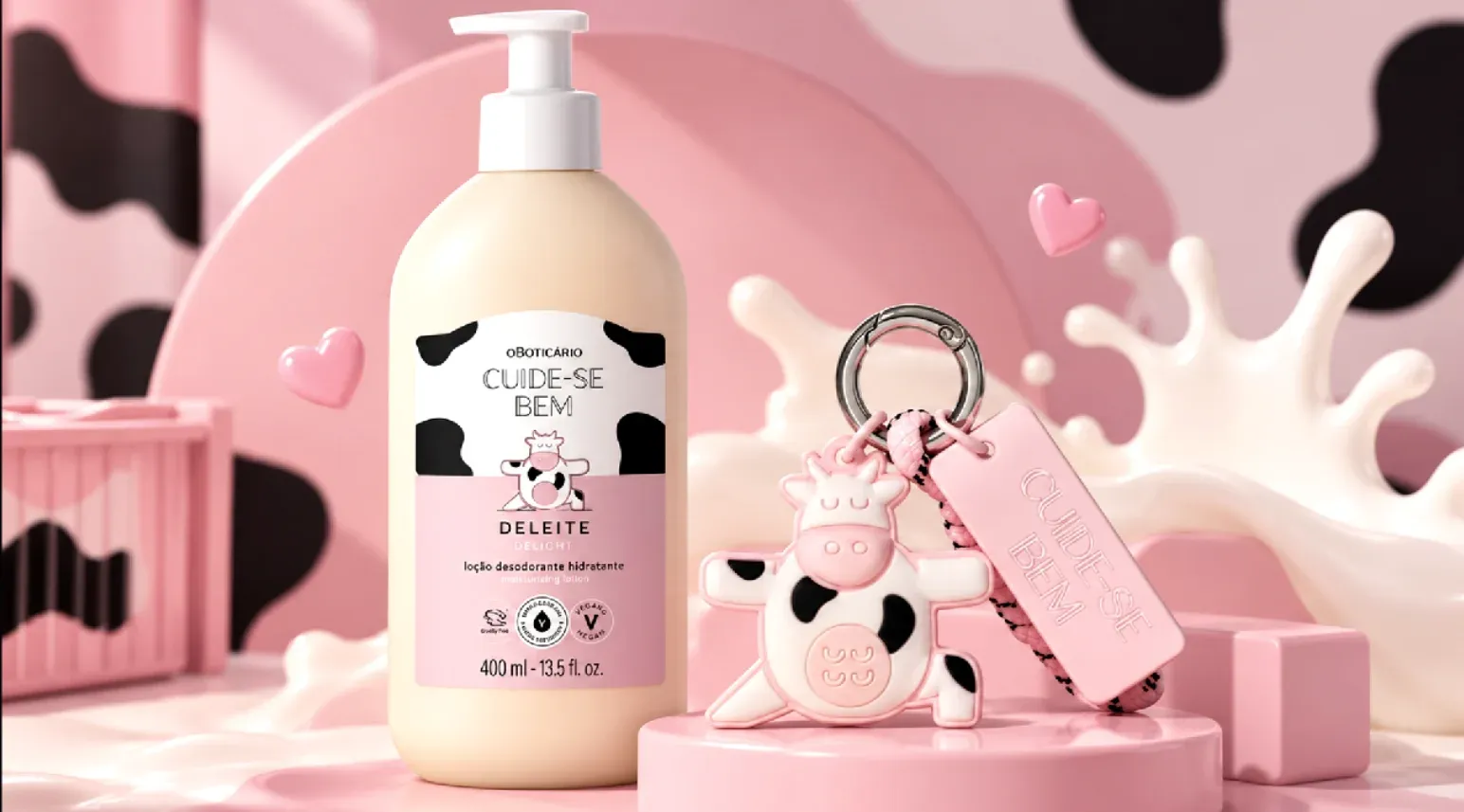 Brinde grátis: Compre e Ganhe O Boticário: Chaveiro da Vaquinha Deleite por R$ 7,90