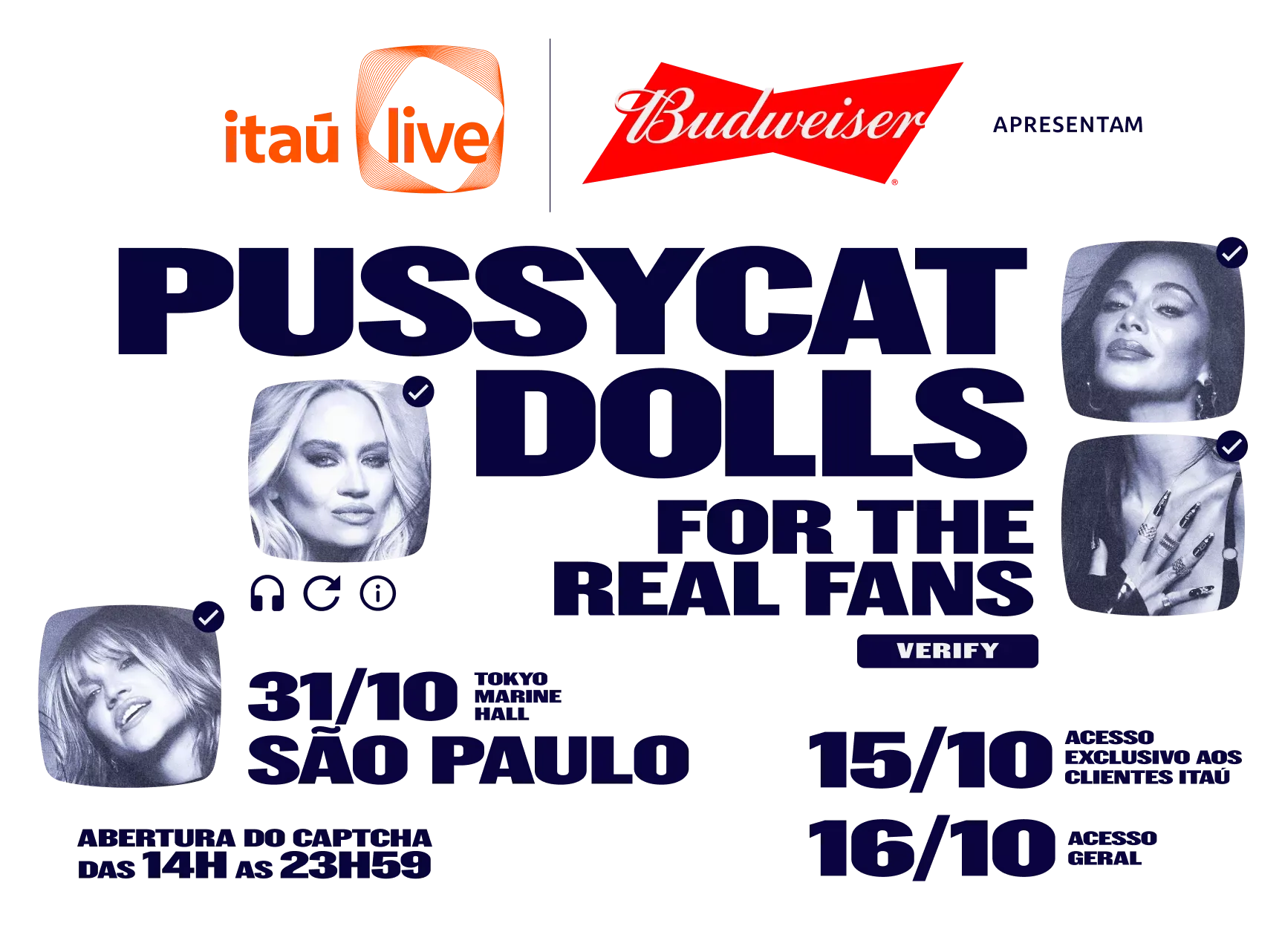 Arte oficial Pussycat Dolls for The Real Fans com Budweiser e Itaú Live