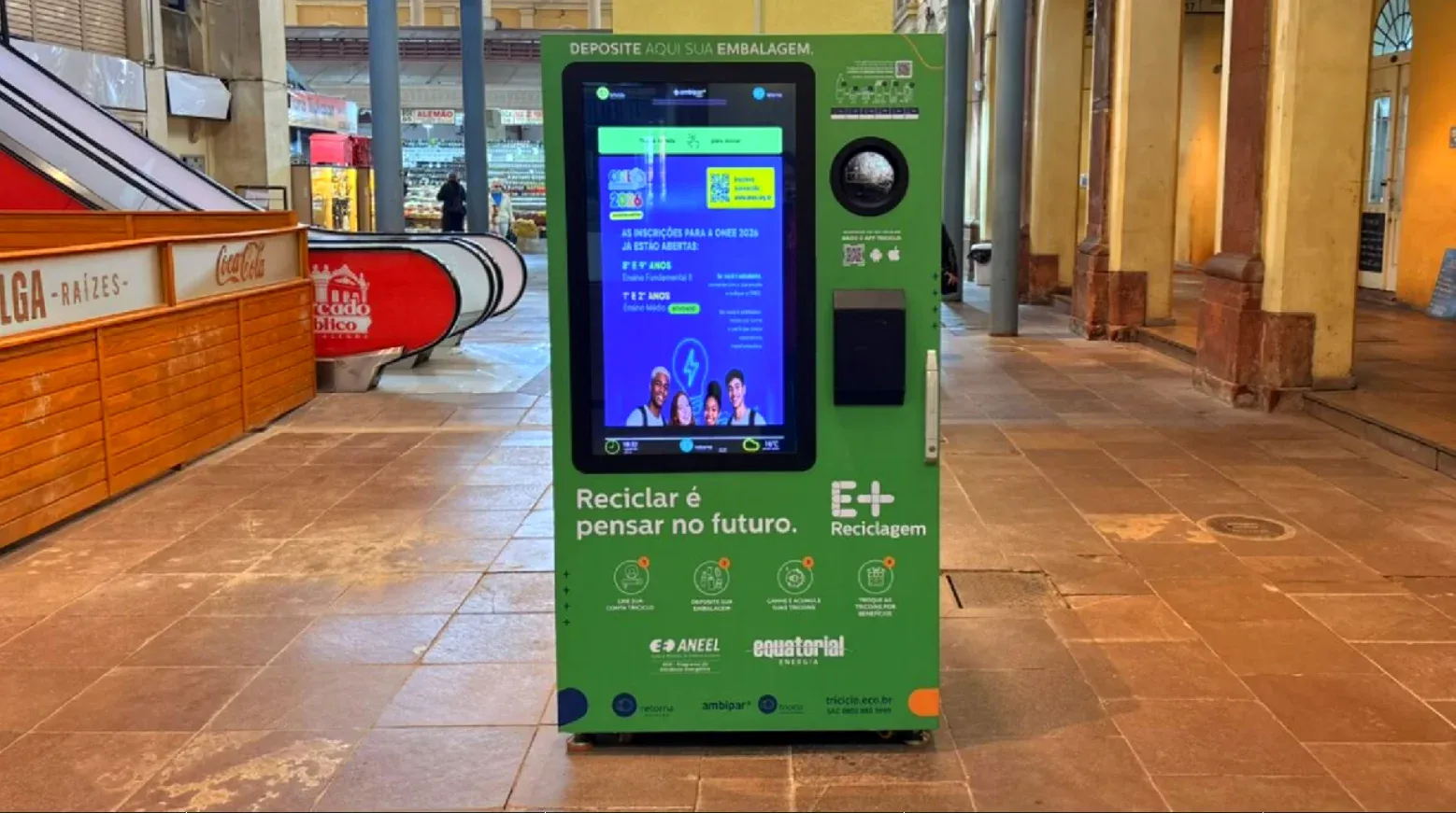 Brinde grátis: Cashback CEEE Equatorial: Máquina no Mercado Público Troca Recicláveis por Crédito na Conta de Luz