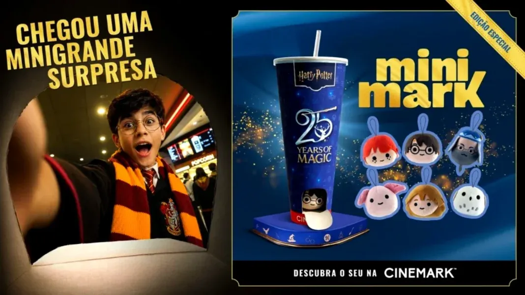Brinde grátis: Promoção Cinemark Harry Potter: Copo Minimark com Pelúcia Surpresa