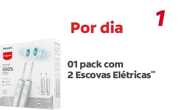 Prêmio diário da promoção: um pack com duas escovas elétricas Philips Colgate