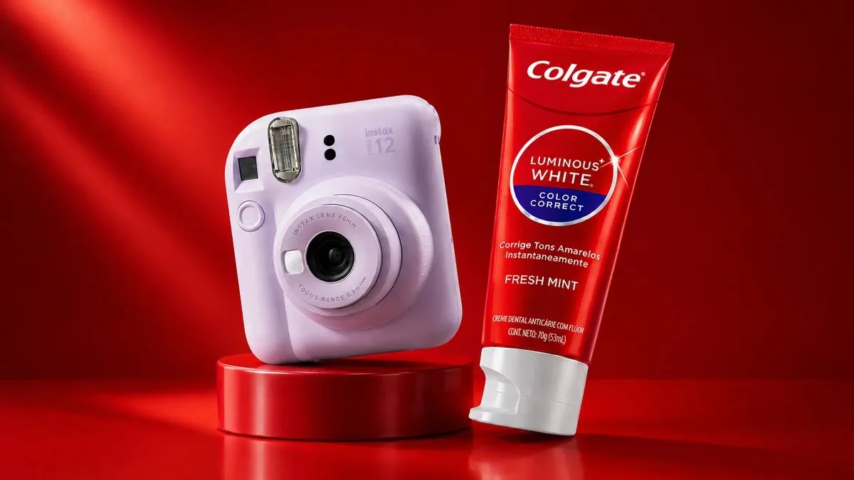 Brinde grátis: Sorteio Colgate #EfeitoWOW: Concorra a um Kit com Câmera Instax Mini 12
