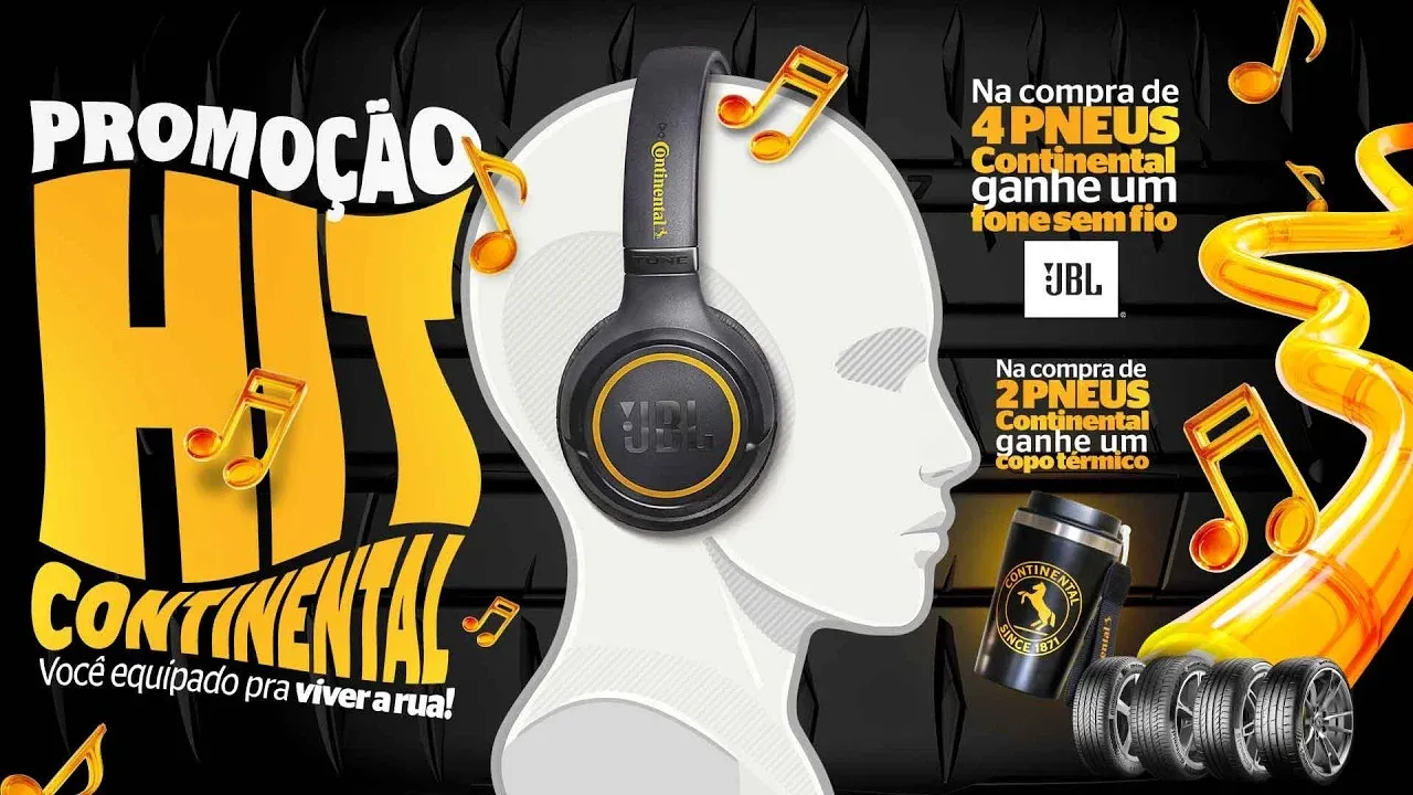 Brinde grátis: Compre e Ganhe Continental: quatro pneus com serviços dão fone JBL