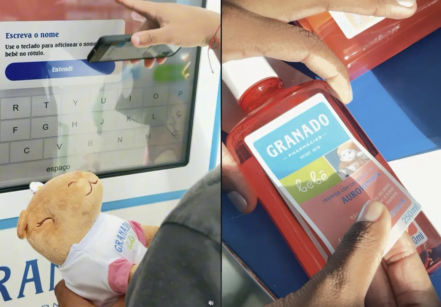 Totem de personalização de rótulos da Granado Bebê