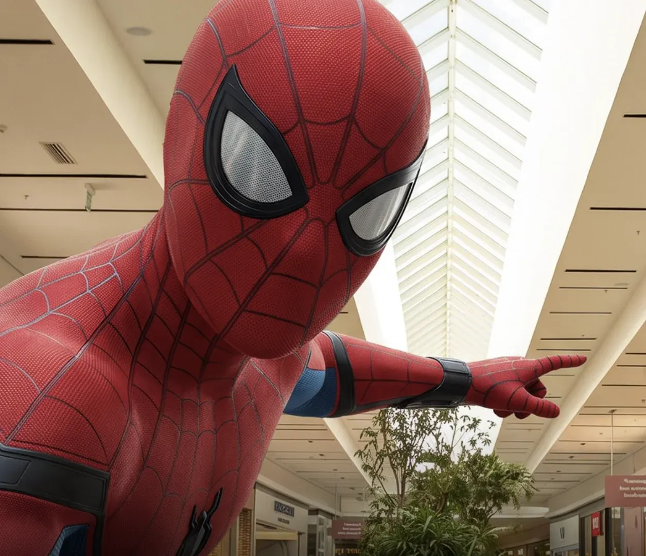 Fãs tirando selfie com o Homem-Aranha oficial da Disney