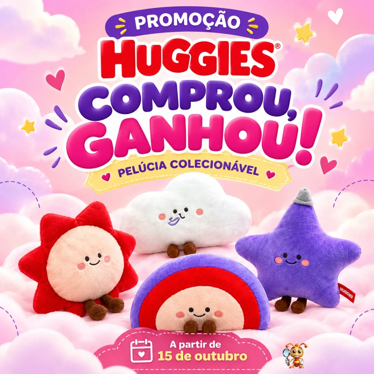 Brinde grátis: Compre e Ganhe Huggies: Pelúcia Colecionável na Compra de 2 Fraldas Pants no Nordeste