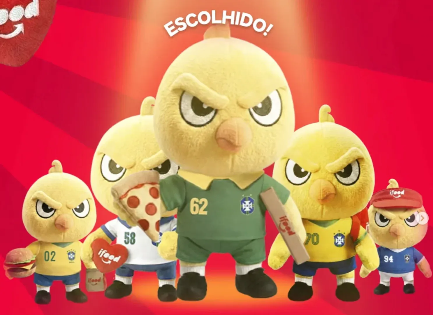 Tela do iFood mostrando que agora é possível escolher a pelúcia do canarinho em vez de receber surpresa