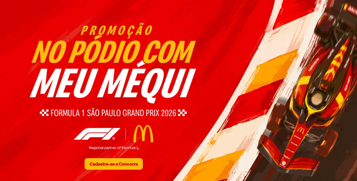 Brinde grátis: Sorteio McDonald's No Pódio com Meu Méqui: Concorra a Ingressos para a F1 em Interlagos