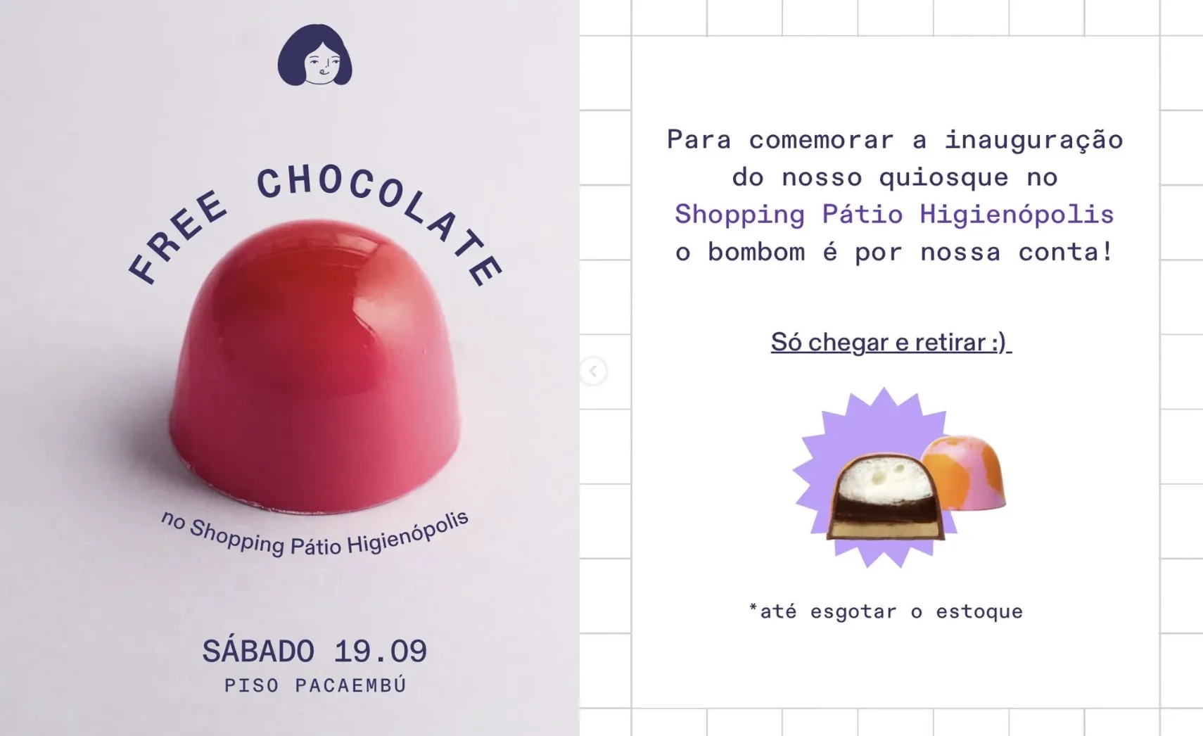 Bombons coloridos da Mica com casca brilhante em tons de rosa, azul e verde expostos lado a lado
