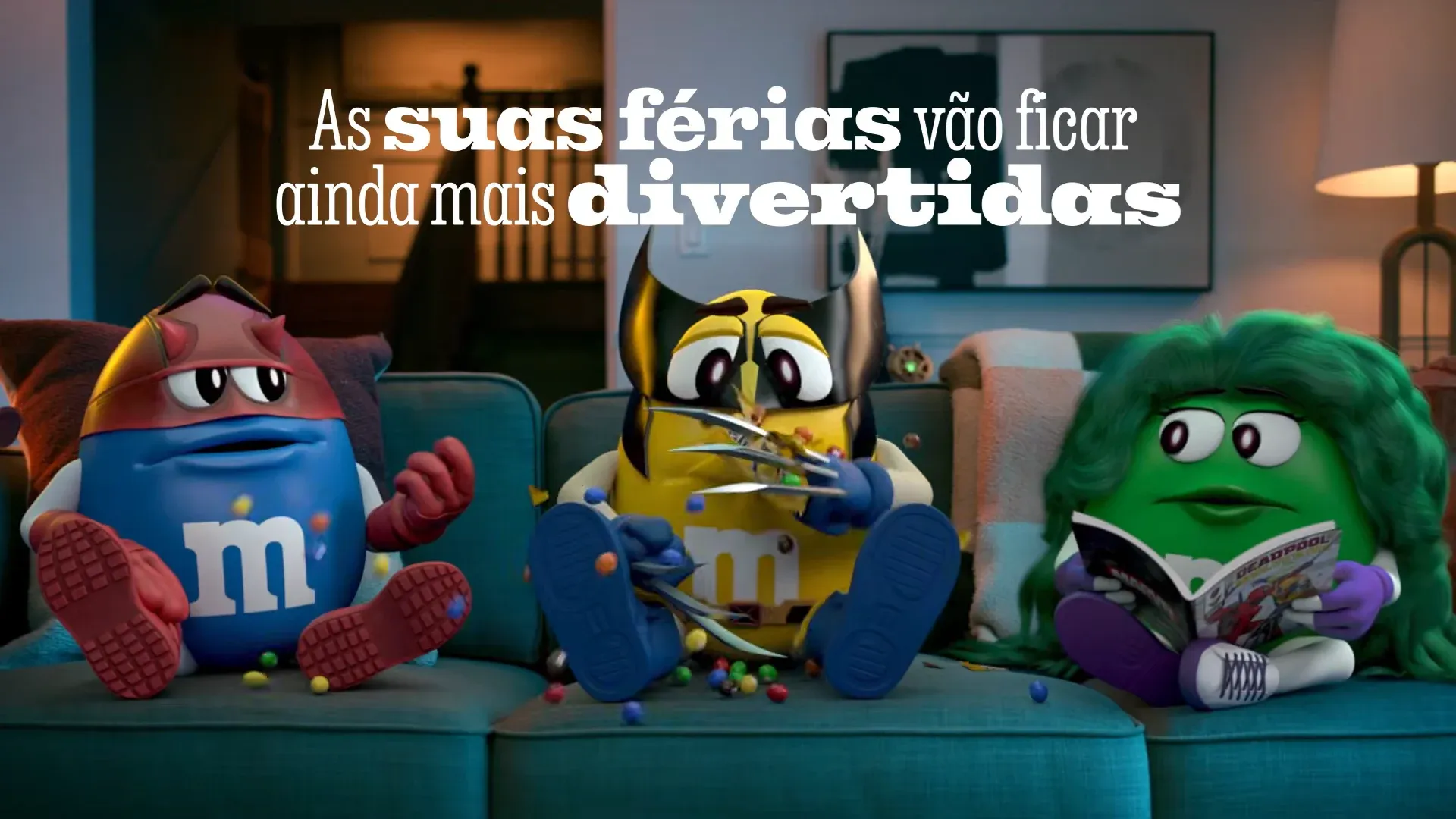 Embalagens temáticas da M&M's com os personagens reinterpretados como heróis da Marvel