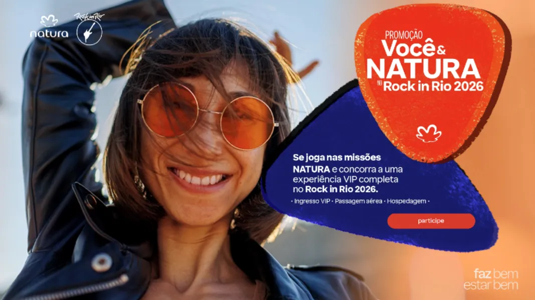 Brinde grátis: Sorteio Natura: Concorra a viagens VIP para o Rock in Rio 2026 com kits e experiência completa