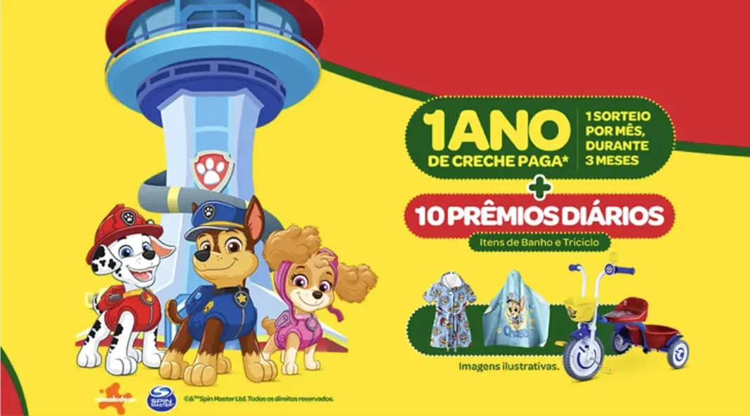 Brinde grátis: Sorteio Ninho Fases: Concorra a Brindes da Patrulha Canina e R$ 24 mil para Creche