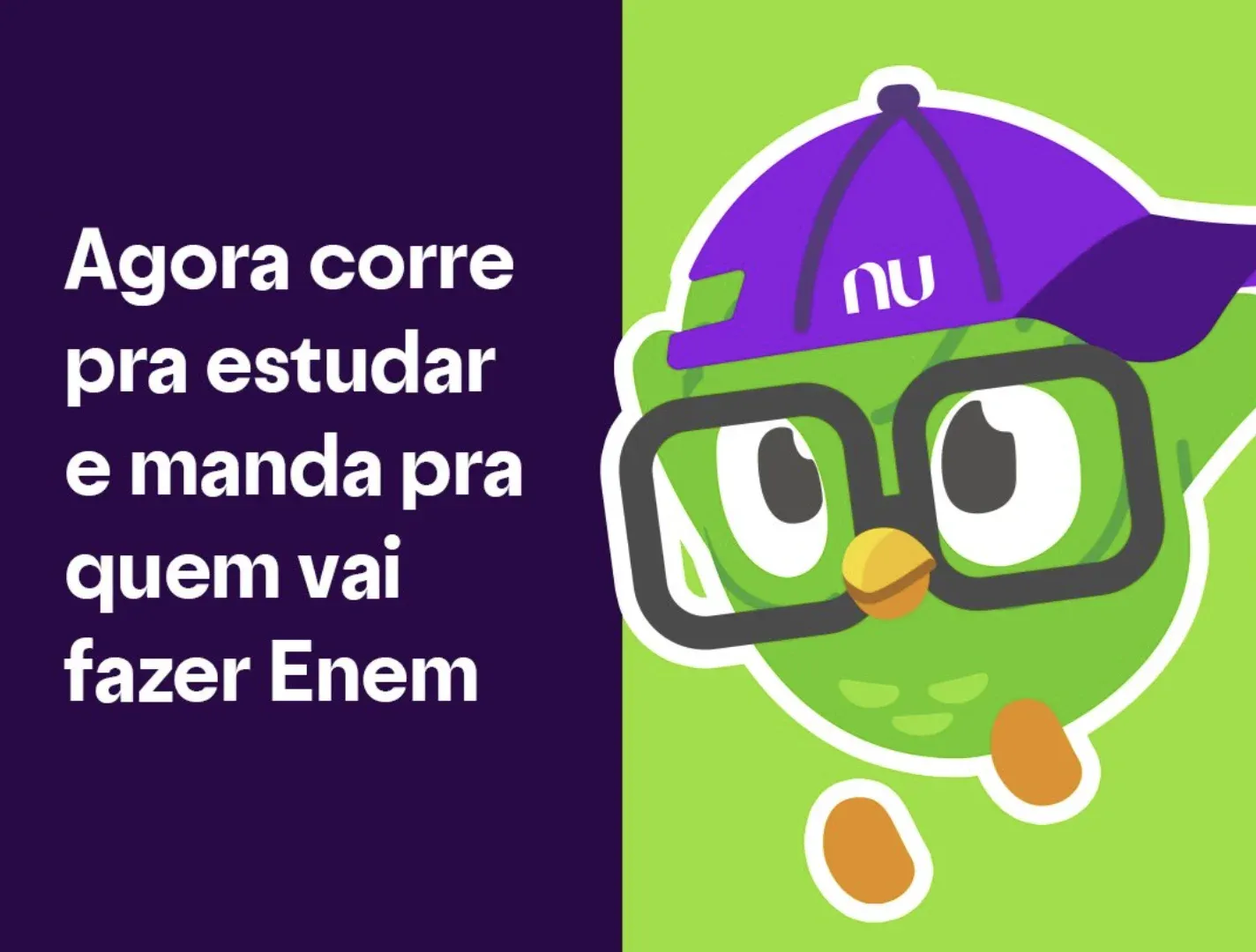 Logotipos do Nubank e do Duolingo lado a lado anunciando a parceria
