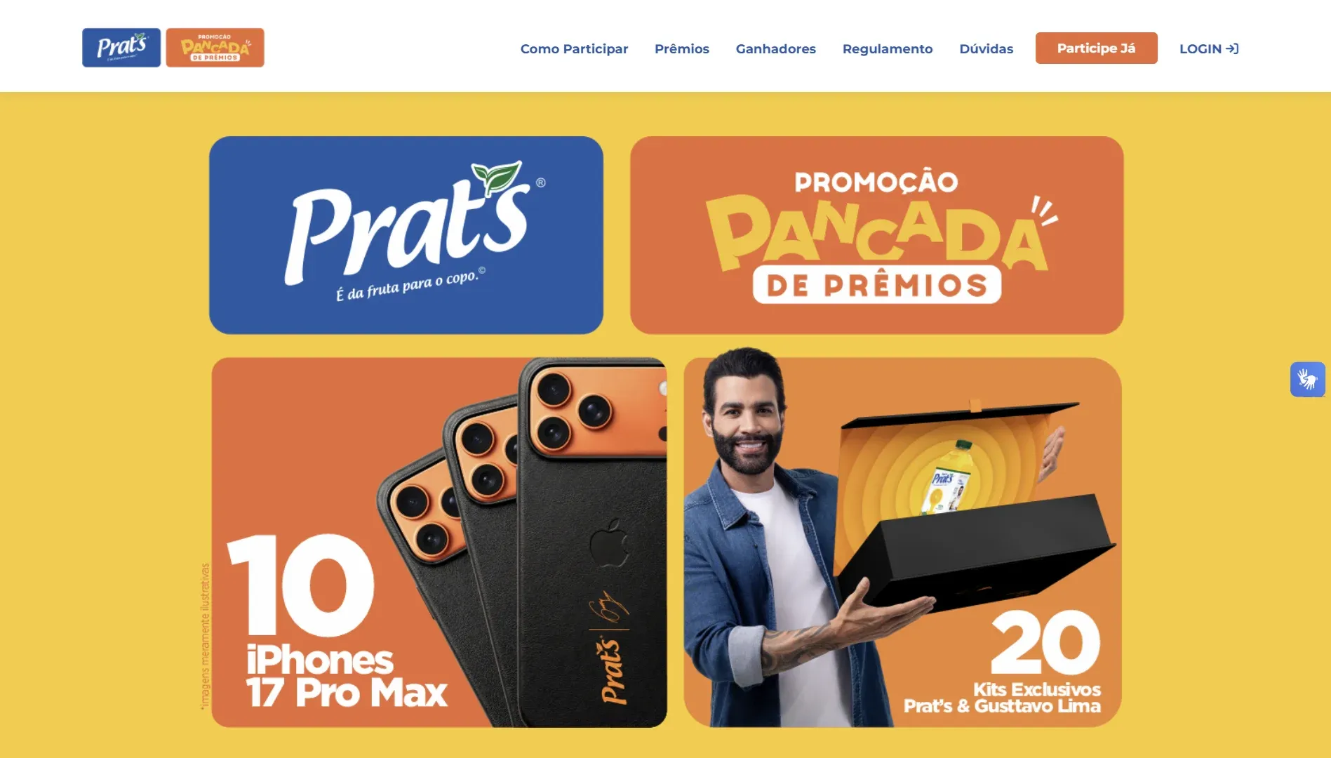 Plataforma da promoção Pancada de Prêmios da Prat's