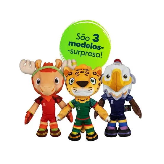 Pelúcias das mascotes da Copa 2026 na promoção Rexona
