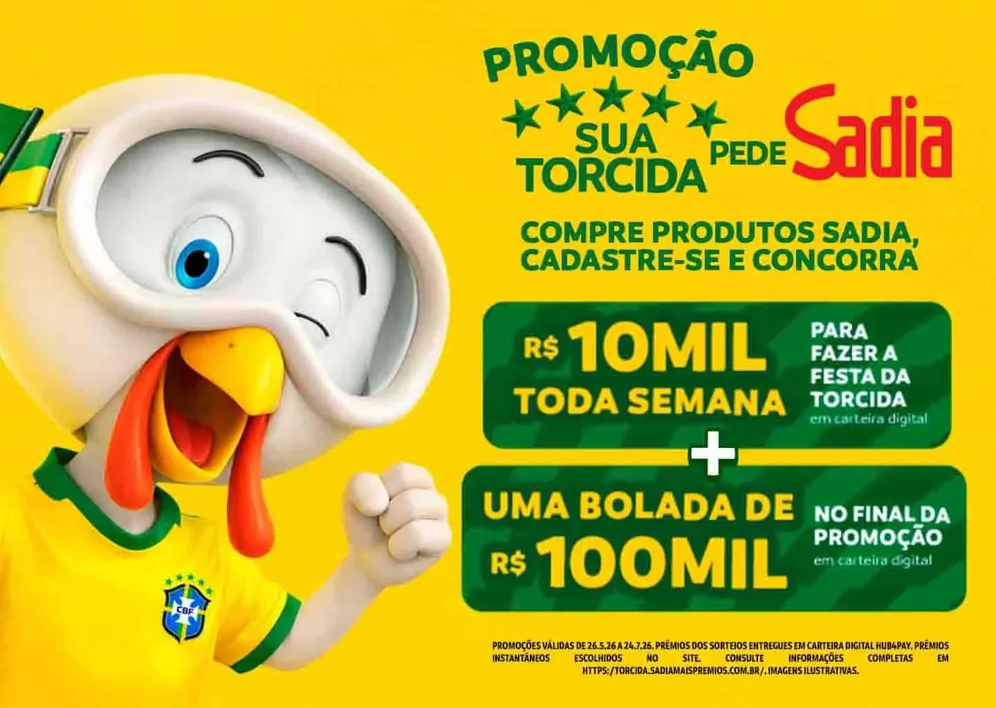 Banner da promoção Sua Torcida Pede Sadia com prêmios da Seleção Brasileira