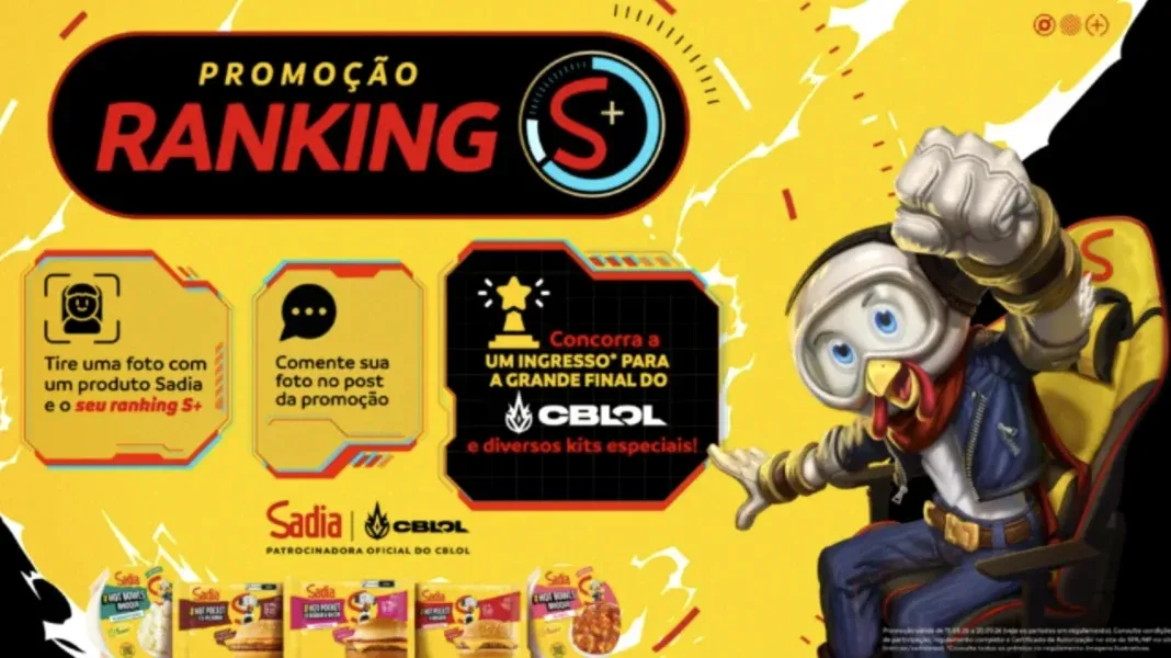 Brinde grátis: Sorteio Sadia Ranking S+: Concorra a Viagem ao CBLOL Final e Prêmios Gamer