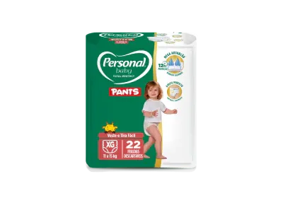 Embalagem de fralda Personal Baby Total Protect Pants no tamanho XG