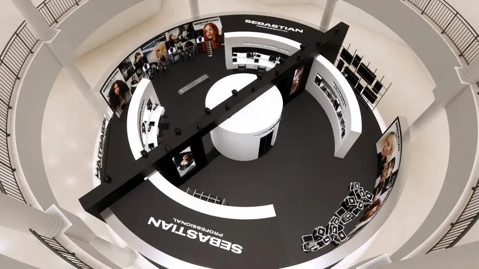 Vista de cima do Sebastian Experience, com os espaços de experiência distribuídos em círculo