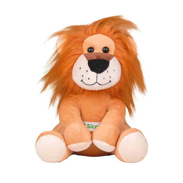Pelúcia Leo, o leão, personagem do Clubinho da Poupança Sicredi Serrana.