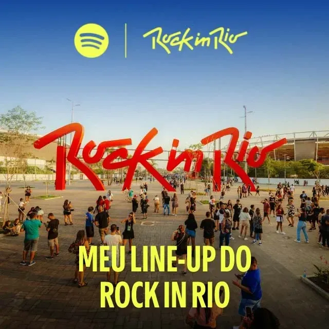 Tela do celular mostrando a experiência Meu Line-Up do Spotify com o Rock in Rio