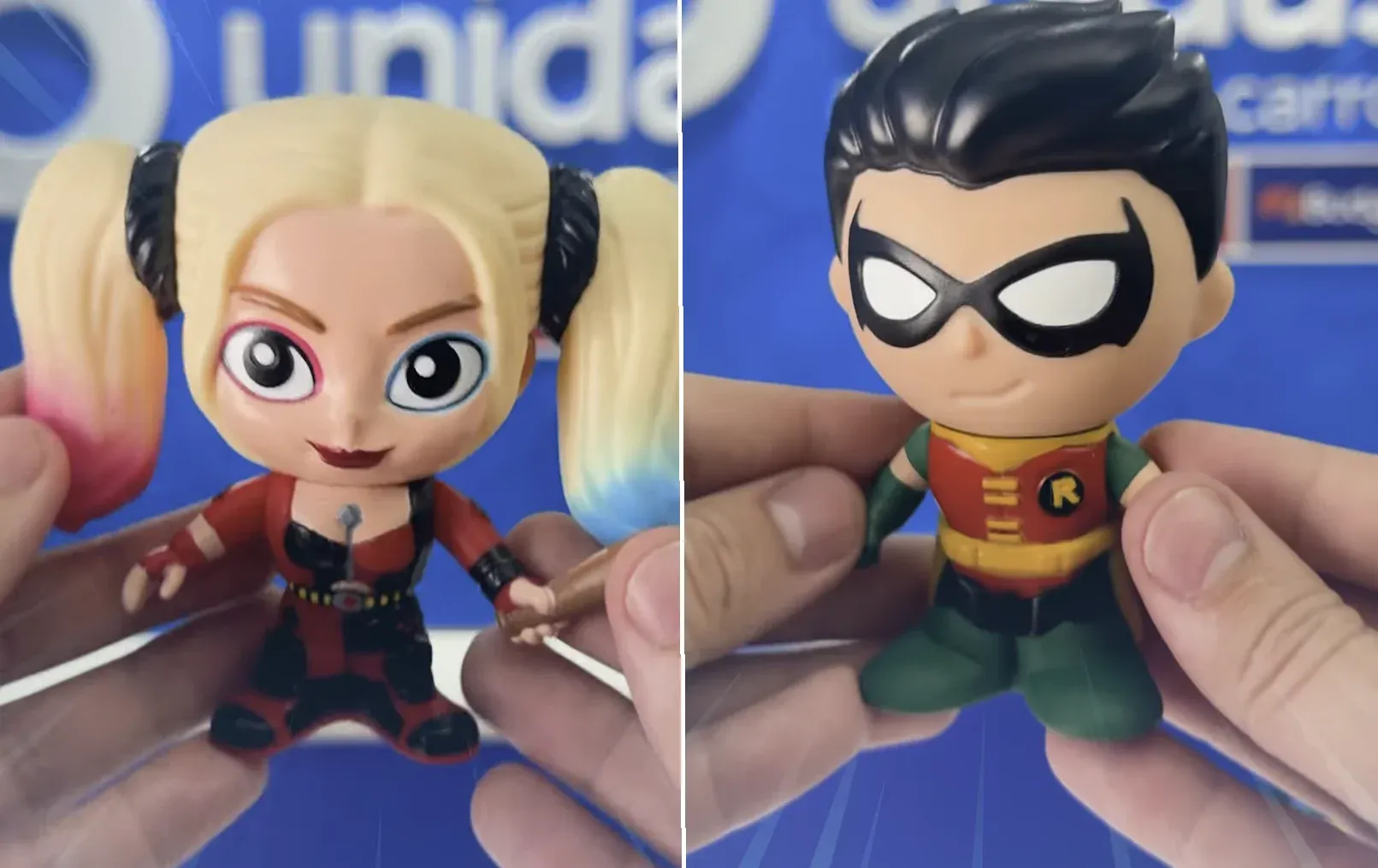 Arlequina e Robin, outros dois personagens da coleção de miniaturas da Unidas