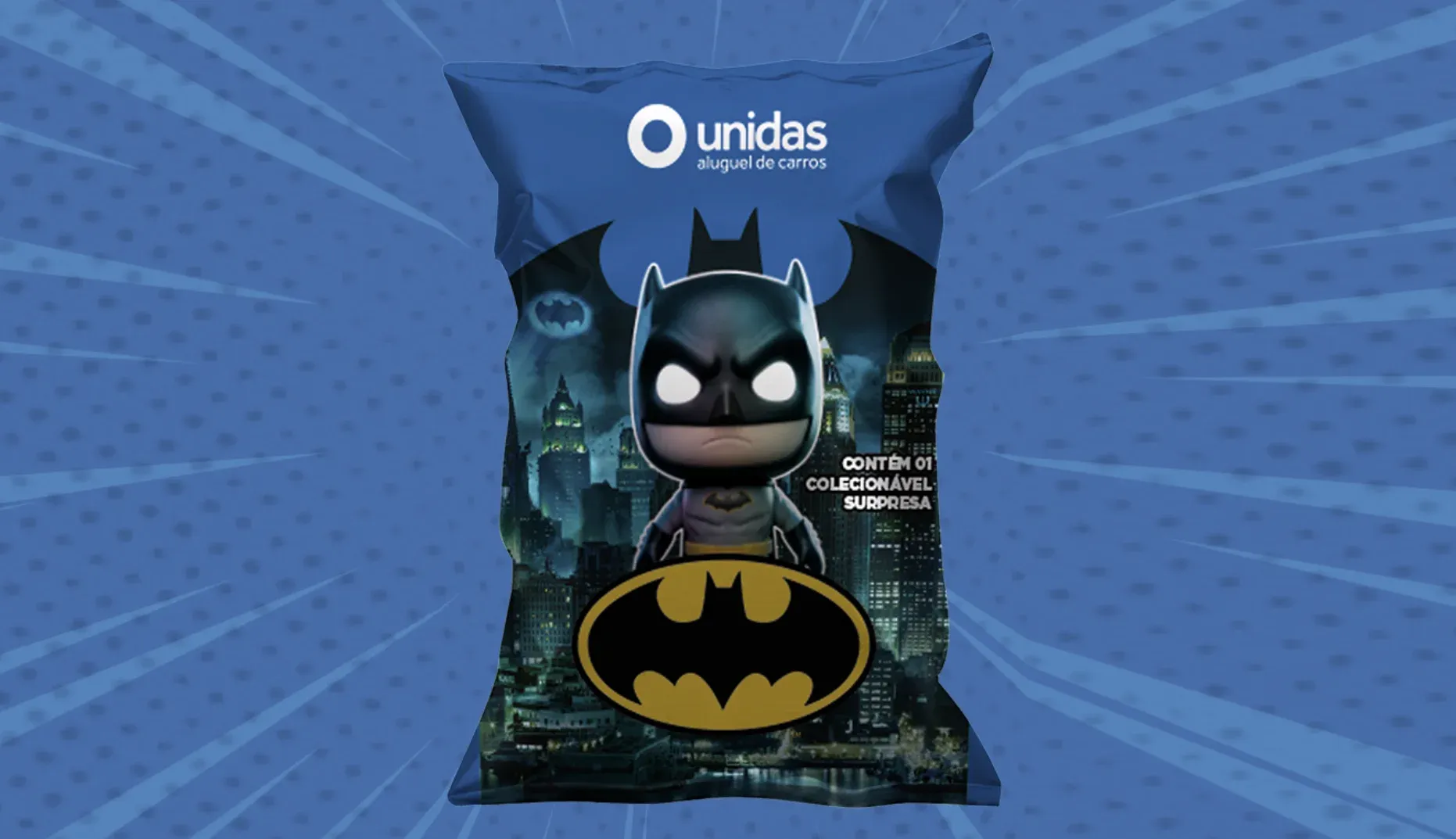 Brinde grátis: Compre e Ganhe Unidas: miniatura do Batman no aluguel com Proteção Premium