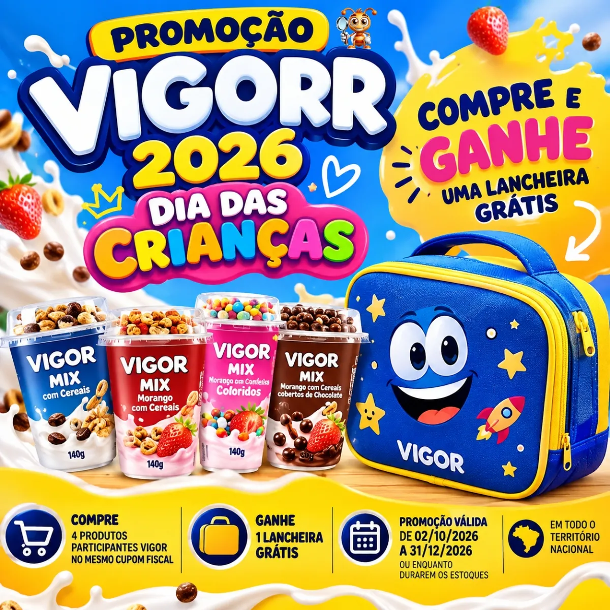Brinde grátis: Compre e Ganhe Vigor: Lancheira no Pack de 4 Iogurtes Vigor Mix