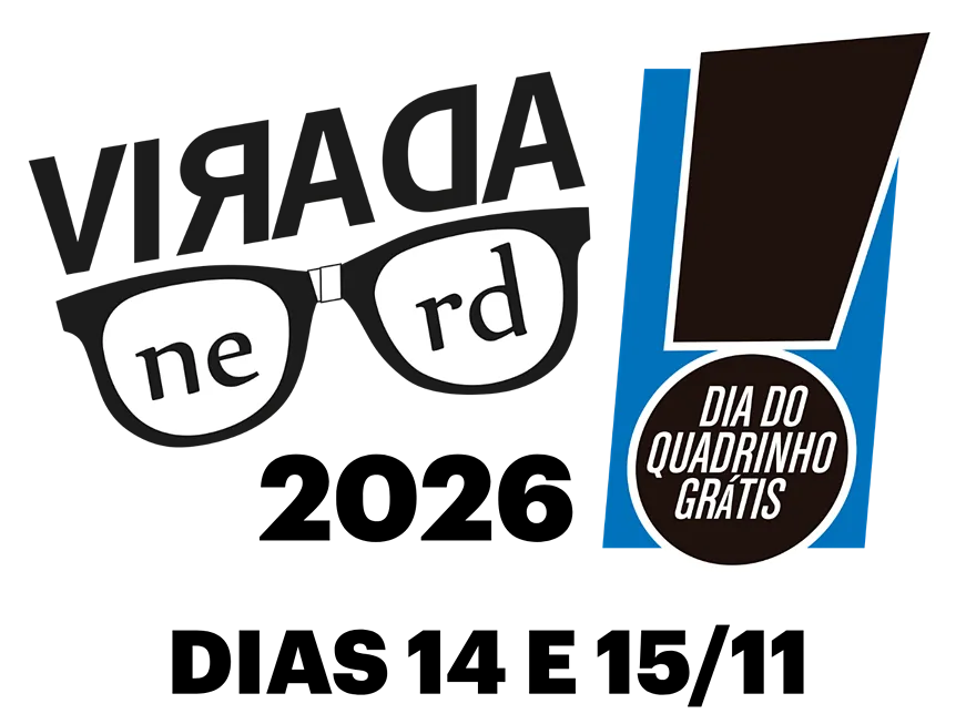 Logo da Virada Nerd 2026 com o selo do Dia do Quadrinho Grátis e as datas 14 e 15/11
