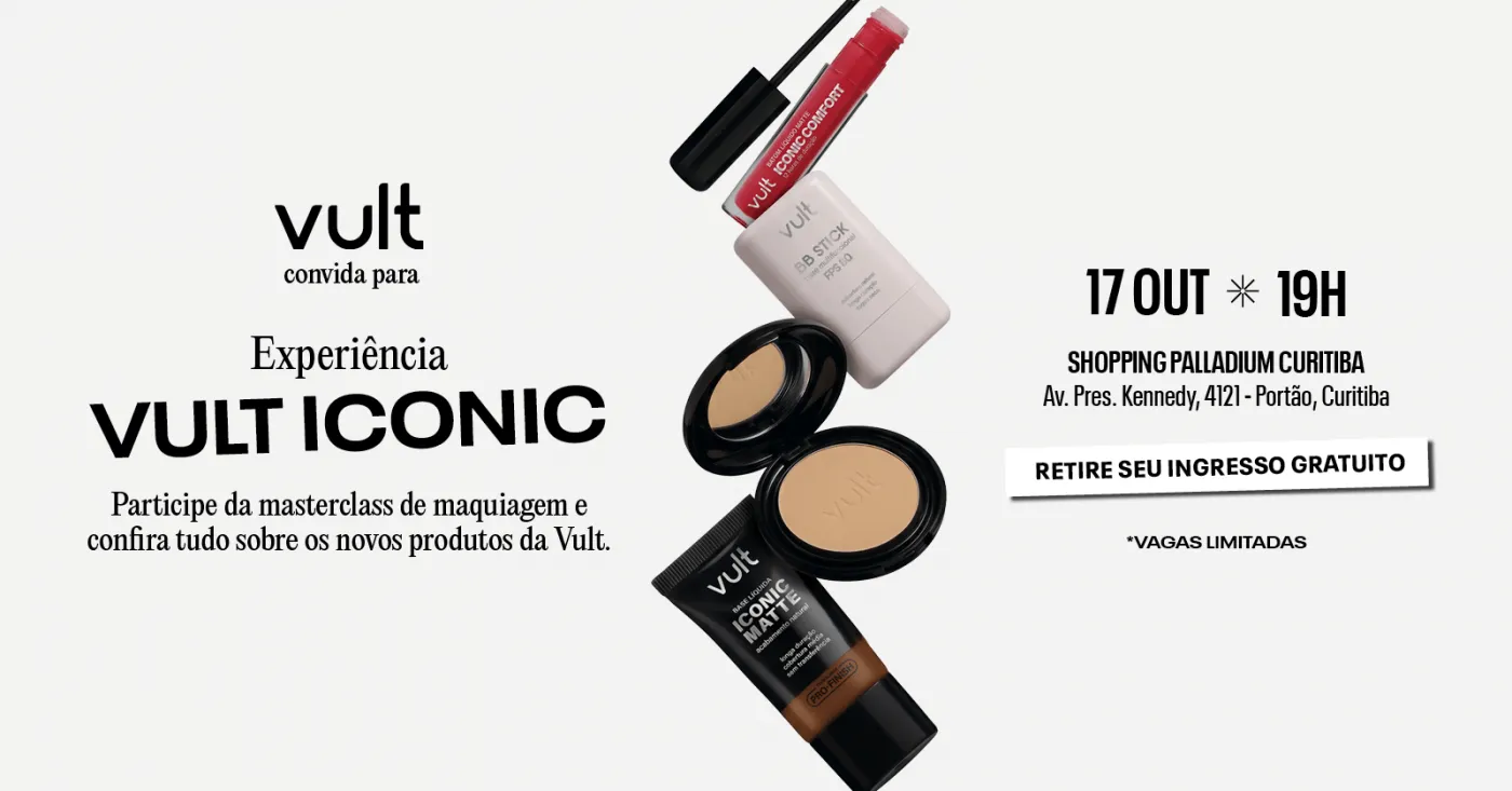 Convite da conversa Vult Iconic das 19h; ingresso separado e sujeito a disponibilidade